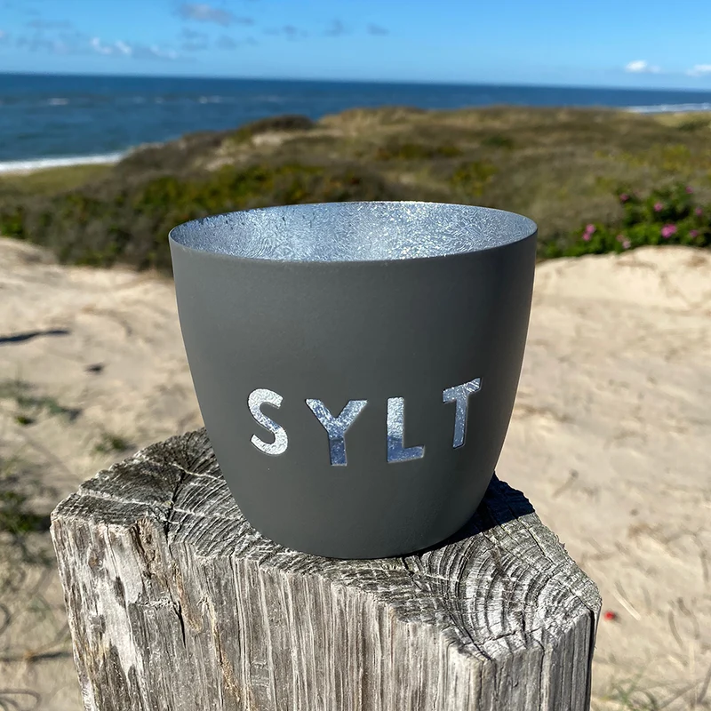 Windlicht im exklusiven Sylt Design Dunkelgrau Mittel