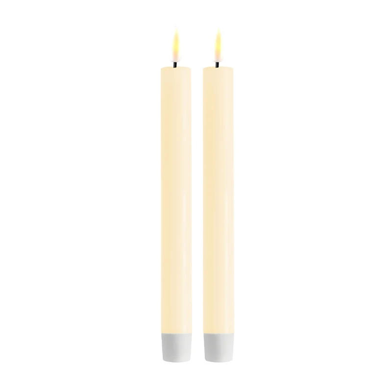 DELUXE LED Stabkerze Cremefarben 24 cm 2er-Set