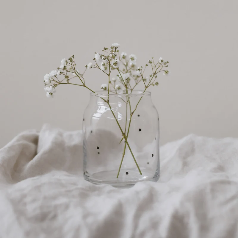 Eulenschnitt Vase aus Glas Punkte Klein
