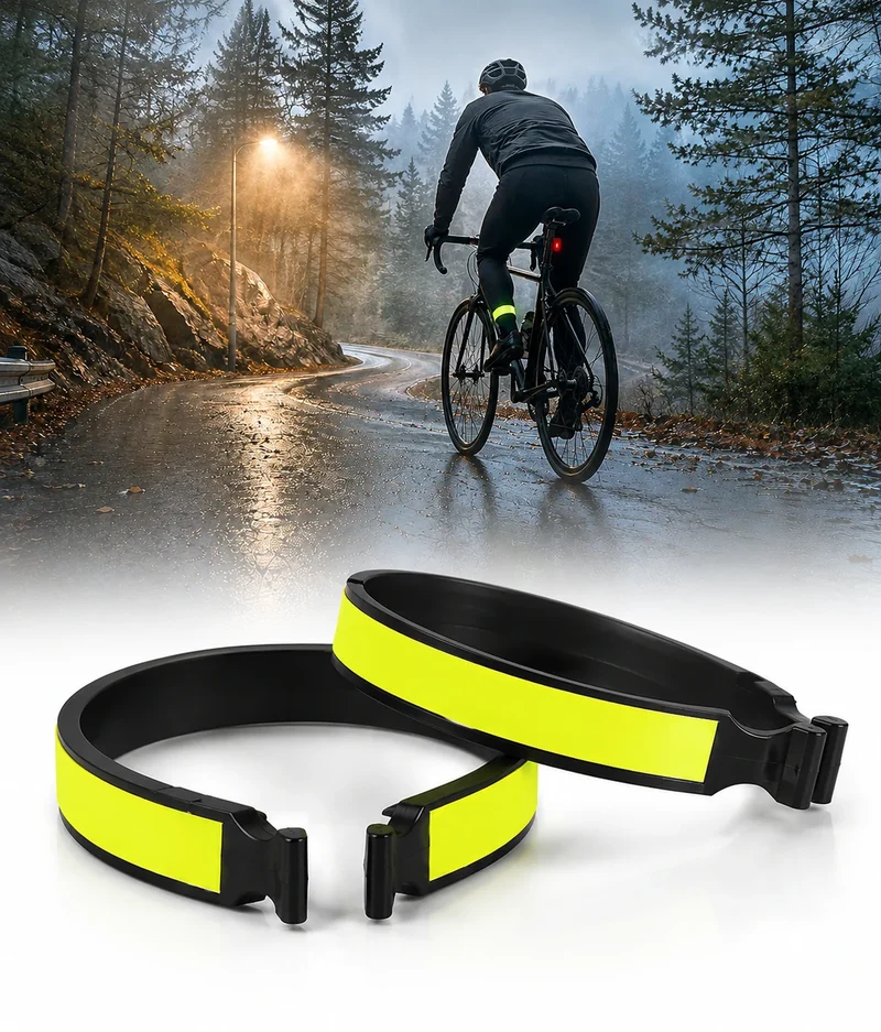 1- 4 Stück Hosenklammern Fahrrad Hosen Hosenspangen Hosenklammer Klammer Spangen Reflektorband Reflexband Reflektierendes Band Joggen Fahrrad